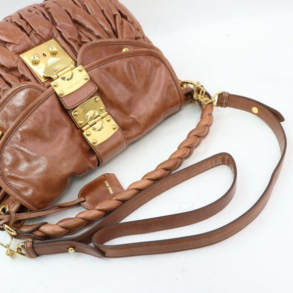 MIU MIU BROWN LEATHER SHOULDER BAG - Picture 3 of 8
